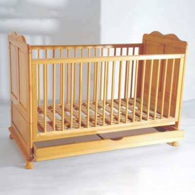 New Zealand Pine Baby Wooden Crib with drawer