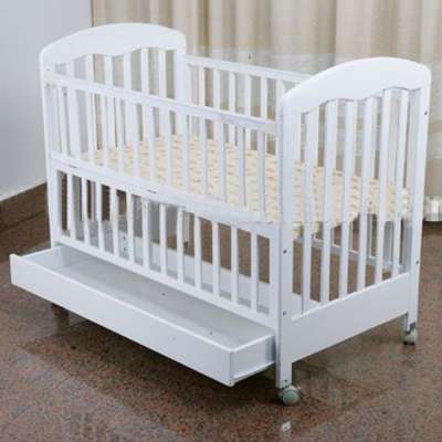 L&F 2 in 1 wood baby cot  fixed side baby crib with drawer